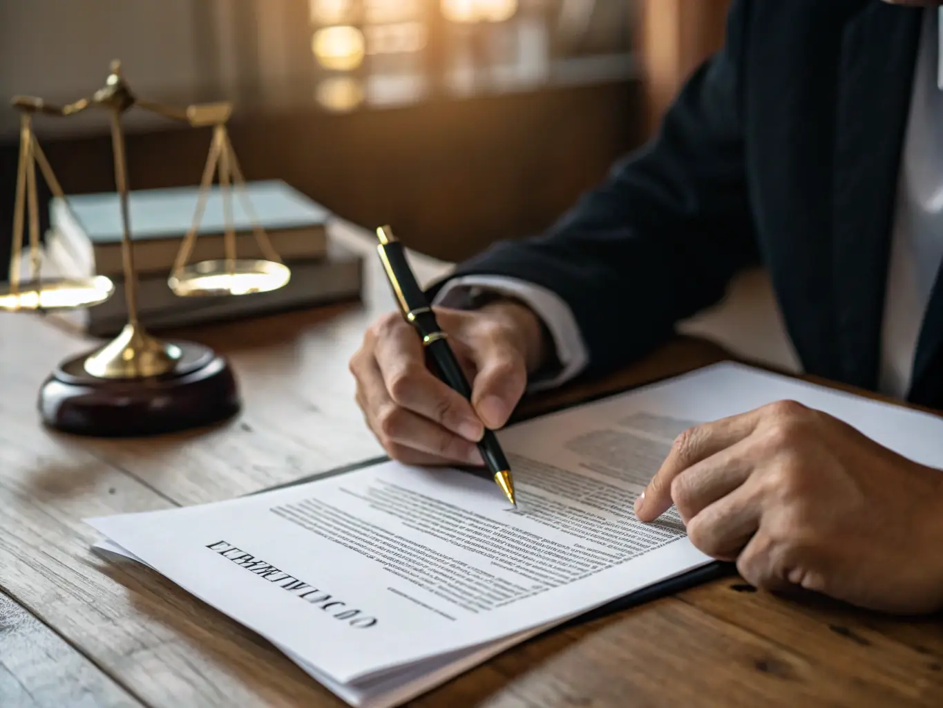 A contract being signed on a desk with a pen, symbolizing a formal agreement and partnership.